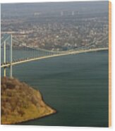 Bronx Whitestone Bridge Aerial Photo In New York City Wood Print