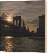 Brooklyn Bridge - Sunset Wood Print