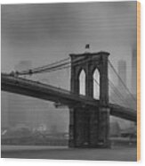 Brooklyn Bridge In A Storm 2 Wood Print