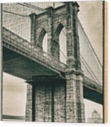 Brooklyn Bridge Sepia Wood Print