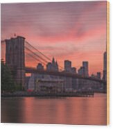 Brooklyn Bridge Sunset Wood Print