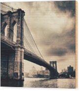 Brooklyn Bridge Vintage Wood Print