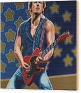 Bruce Springsteen The Boss Painting Wood Print