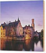 Bruges At Dusk Wood Print