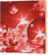 Bubbles In The Sun - Red Wood Print