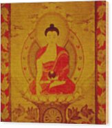 Buddha Tapestry Gold Wood Print
