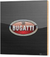 Bugatti - 3 D Badge On Black Wood Print