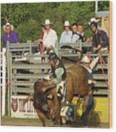 Bull Rider Wood Print