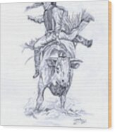 Bullrider Wood Print