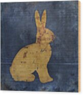 Bunny In Blue Wood Print
