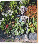 Buried Alive - Skeleton Garden Wood Print