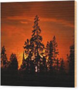 Burnt Orange Sunset Wood Print