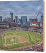 Busch Stadium St. Louis Cardinals Cardinal Nation Ball Park Blue #2b Wood Print