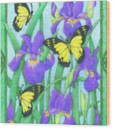 Butterfly Idyll-irises Wood Print