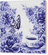 Butterfly Teatime Wood Print