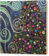 Button Tree 0012-holiday Wood Print