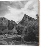 Bw Zion National Park Usa Wood Print