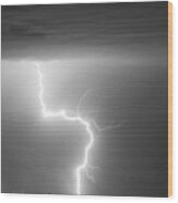 C2g Lightning Strike In Black And White Wood Print