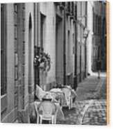 Cafe France Black White Wood Print