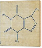 Caffeine Molecular Structure Vintage Wood Print