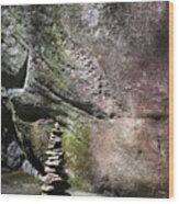 Cairn Rock Stack At Jones Gap State Park Wood Print