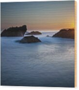 California Ocean Sunset Wood Print