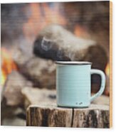 Campfire Coffee Wood Print