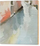 Canal Reflection Watercolor Painting Of Venice Italy Wood Print