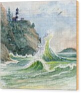 Cape Disappointment Lighthouse Wood Print