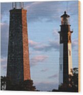 Cape Henry Lighthouses In Virginia Wood Print
