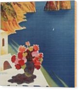 Capri Island, Bay Of Naples, Italy - Retro Travel Poster - Vintage Poster Wood Print