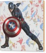 Captain America Splash Super Hero Series Wood Print