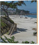 Carmel Beach Stairs Wood Print