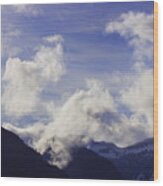 Cascades And Clouds Wood Print