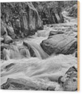 Cascading Colorado Rocky Mountain Stream Bw Wood Print