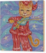 Cat And A Fiddle Wood Print