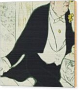Caudieux - Man Wearing Dinner Suit Walking Across A Stage - Vintage Advertising Poster Wood Print