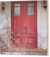 Charming Old Red Doors Portrait Wood Print
