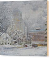 Chase Park Plaza In Winter, St.louis Wood Print