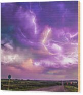 Chasing Nebraska Lightning 056 Wood Print