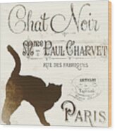 Chat Noir Paris Wood Print