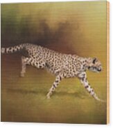 Cheetah Running Wood Print