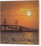 Chesapeake Bay Bridge Sunset Ii Wood Print