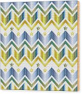 Chevron Metallic Gold Blue Green Gradation Stars Pattern Wood Print