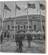 Chicago Bears Soldier Field Black White 7861 Wood Print
