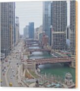 Chicago River Crossings Wood Print