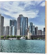 Chicago River Skyline Wood Print