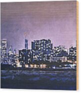 Chicago Skyline From Evanston Wood Print