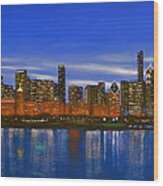 Chicago Skyline--nocturnal Glow Wood Print