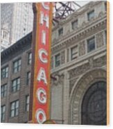 Chicago Theater Sign Wood Print